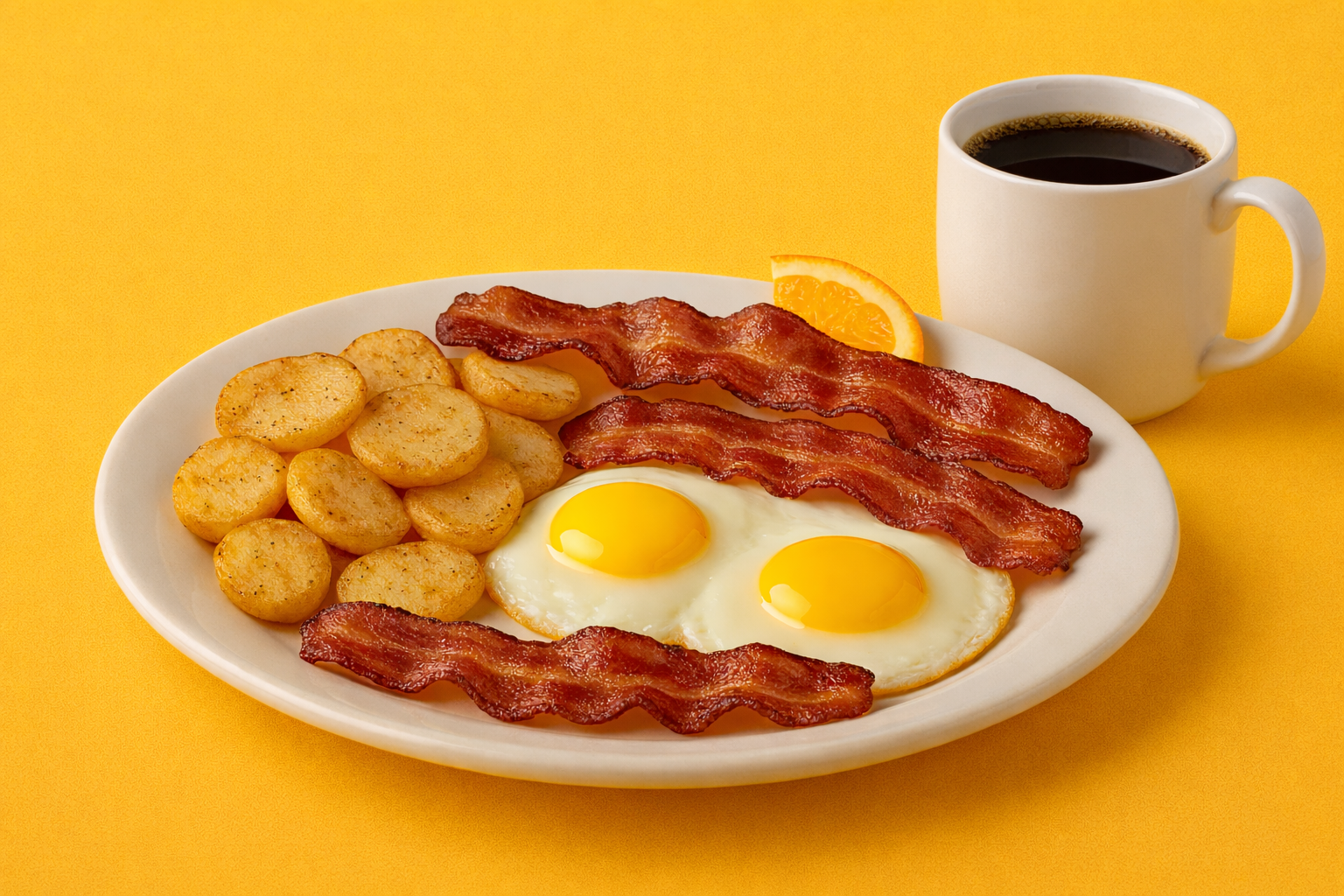 Wimpy's $9.99 Breakfast Special - eggs sunny-side-up, bacon, home fries and coffee